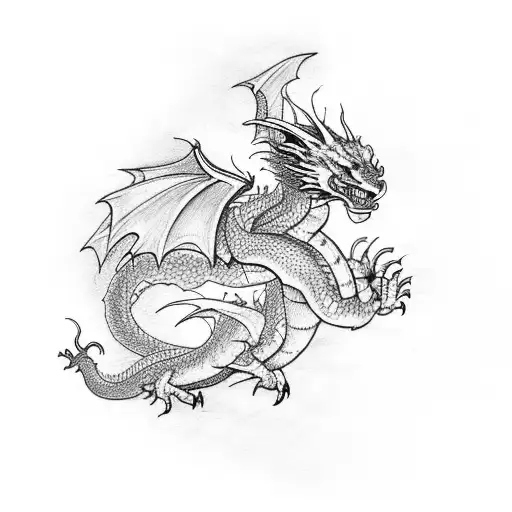 Dragon Flying Over Town