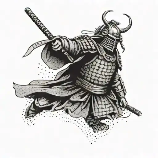A Dotwork Tattoo Of A Popular Movie Character In A Samurai Armor Inspired By Japanese Culture