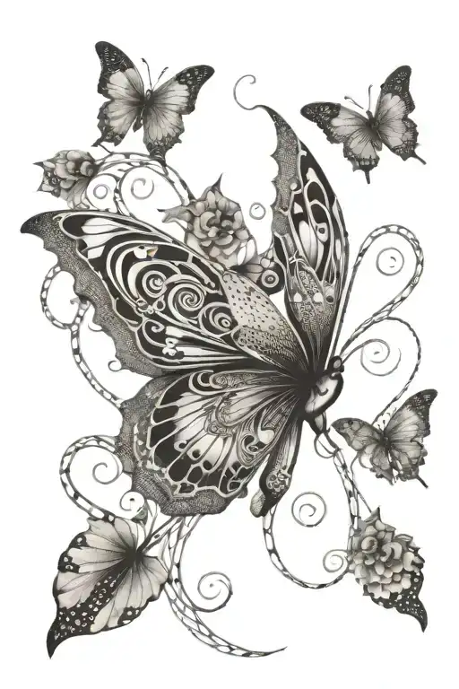 A Butterfly Made Up Of Interconnected Musical Notes And Snake Scales