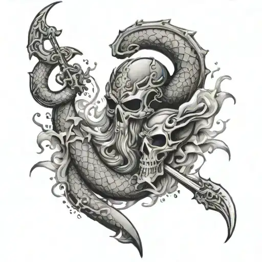 God Poseidon And Book And Scorpion