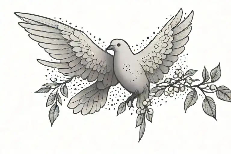 Dove With Olive Branch Representing Forgiveness And Freedom Minimalistic