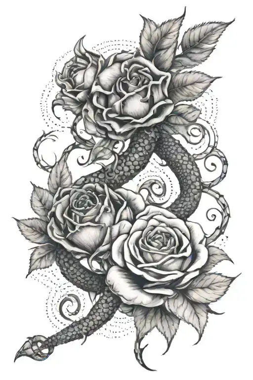 Scorpian And Rose Intertwined