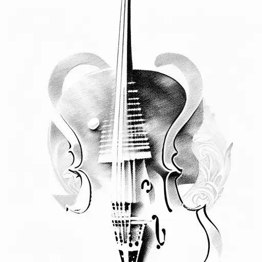 Painting Of Nature With Violin And Key Notes