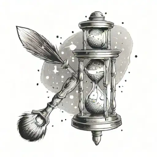 A Paintbrush Transforming Into A Hourglass In Space