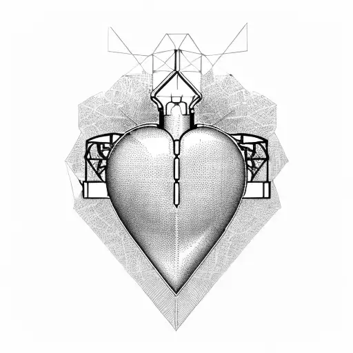 An Architectural Blueprint Of A Heart-shaped Stadium With A Guitar Silhouette Incorporated