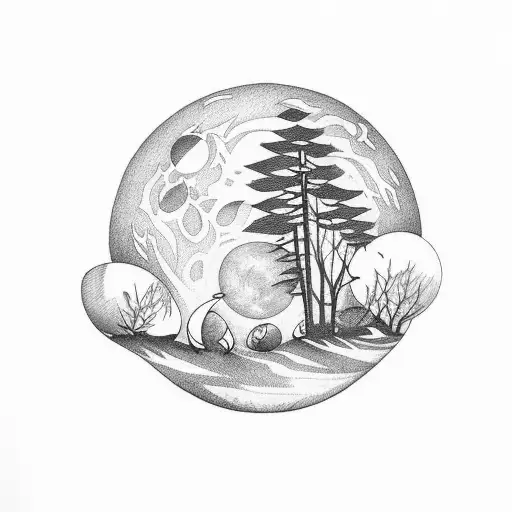 Tarrot Card The Moon From The Game Isaac With A Forest On The Background