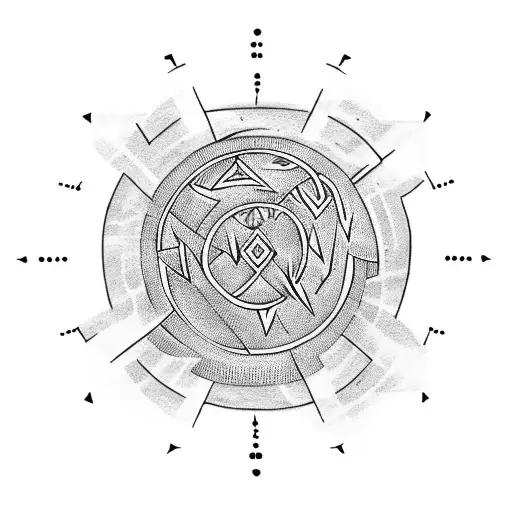 A Rune Circle And A Fern As Background