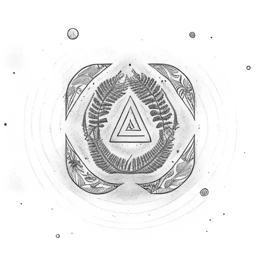 A Big Fern Leave As Background An A Rune Circle On The Fern