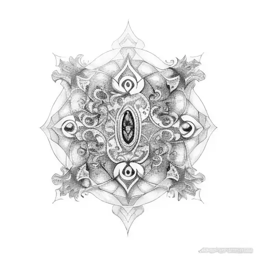 Black And White Gothic Ornamental Tattoo Based In Stained Glass And Windows From Gothic Buildings