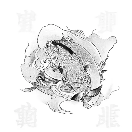 Samurai With Koi Fish