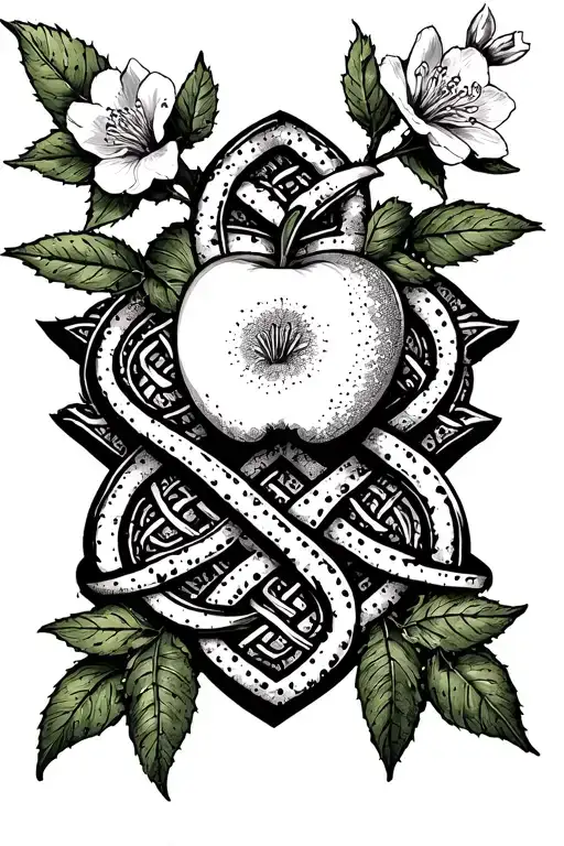 Celtic Knot With Saguaro And Apple Blossom