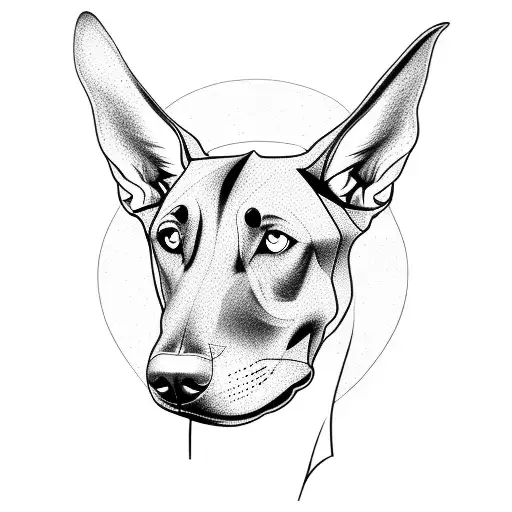 Doberman Face Line Art Silhouette
