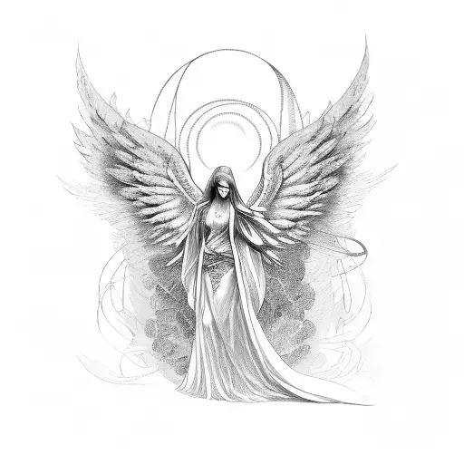 Angel Sculpture With Wings And Veil