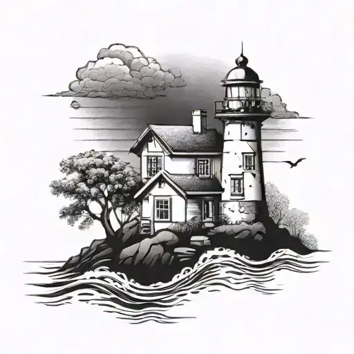 Small Lighthouse With A House Next To It