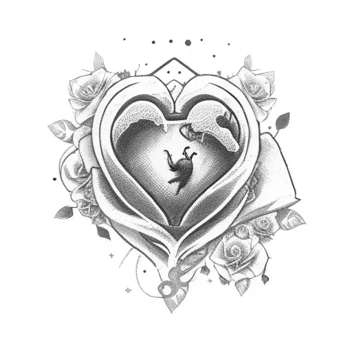 Cowboy Hat On Top Of A Real Heart With Flowers Around It