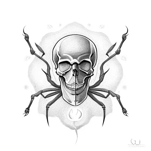 Skull Wit Spider Web Behind It And A Lit Candle Lighting It Up