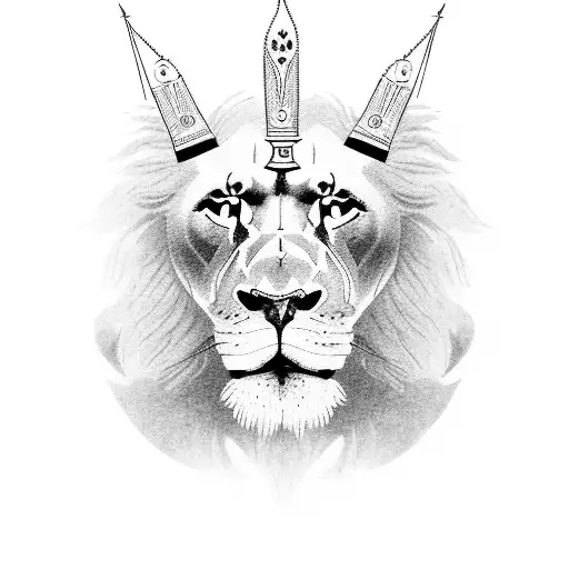 Black Silhouette Of Ethiopia With A Lions Face Wearing A Crown