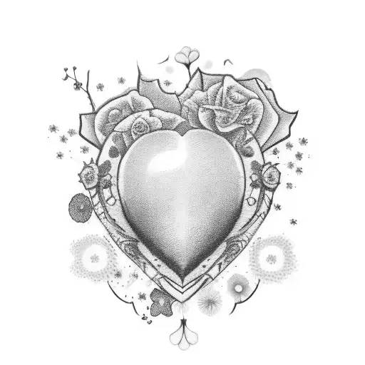 Cowboy Hat On Top Of A Real Heart With Flowers Around It