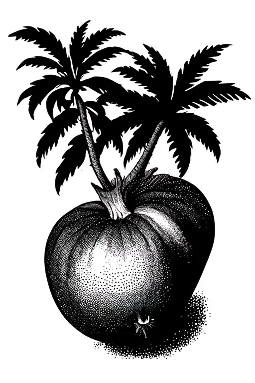 Pomagranant And Palm Tree