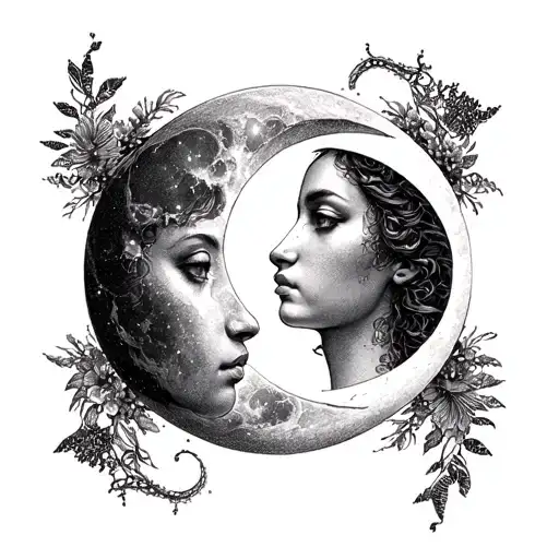Gemini And Moon Merging Together