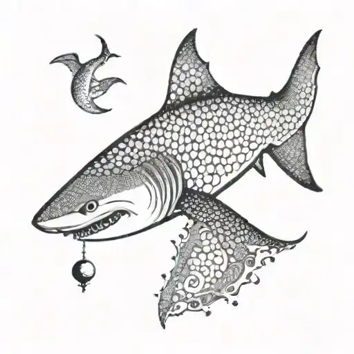 A Shark With Scales Made Of Tiny Environmental Symbols