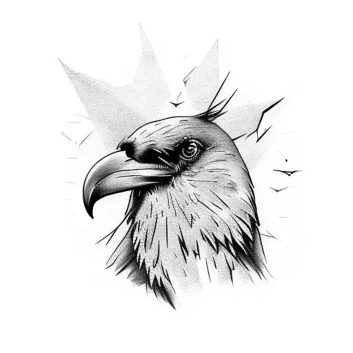 Raven Side Beak Open