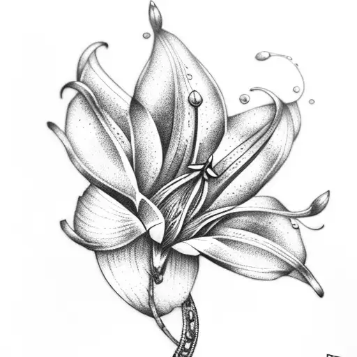 Black And Silver 1D20 With Blue Lily