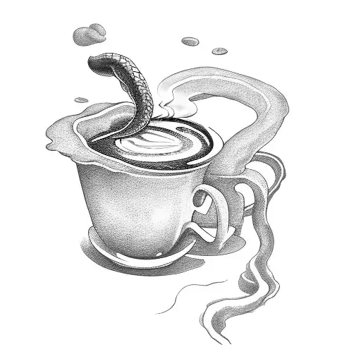 A Dramatic Scene Of A Barista Brewing Coffee With A Snake Wrapped Around Their Arm