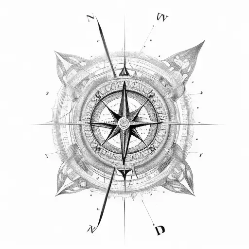 Flyfishing Rod And Reel With A Compass Rose