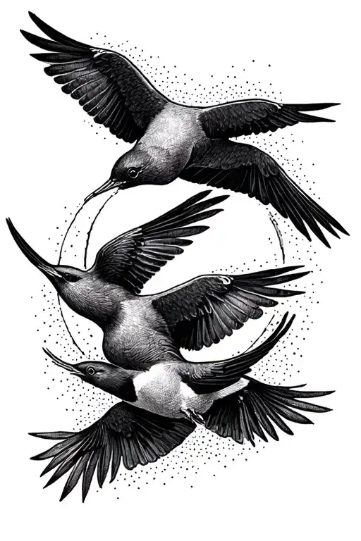 Three Swallows In A Circle