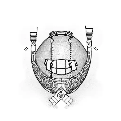 Worker With A Tool Belt Holding A Football Made Of Nordic Symbols