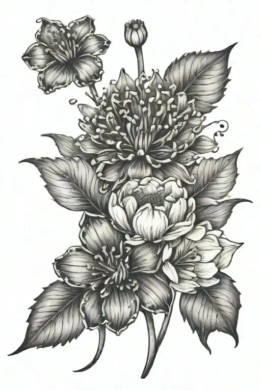 Poppie Carnation Water Lilly Daffodil Bouquet