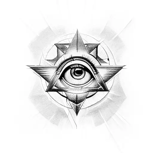 Eye Of Horus With An Ankh Staph In A Pyramid