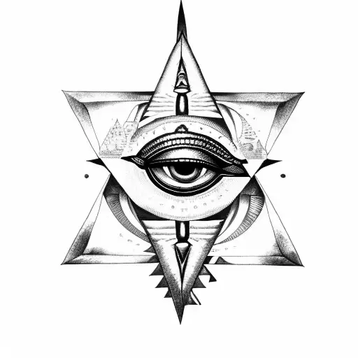 An Ankh With The Eye Of Horus Embedded In A Pyramid