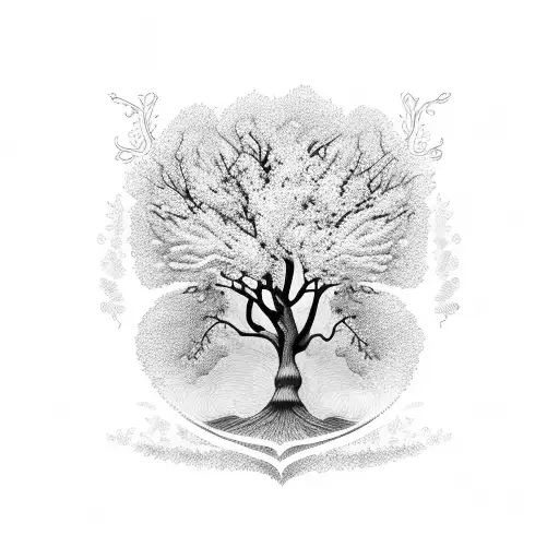 Hickory Tree And Lilac Branch Heart