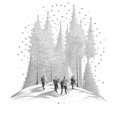 A Group Of Friends Hiking Through A Forest With A Banner That Says 'Retsentets'