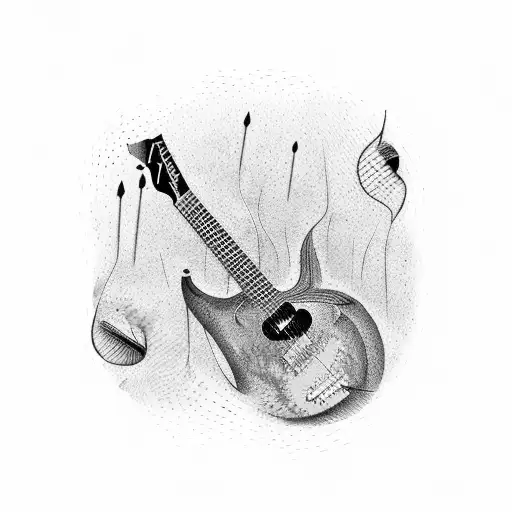 A Guitar Melting Into A Pool Of Musical Colors