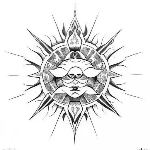 Sun With Tribal Design For Arm