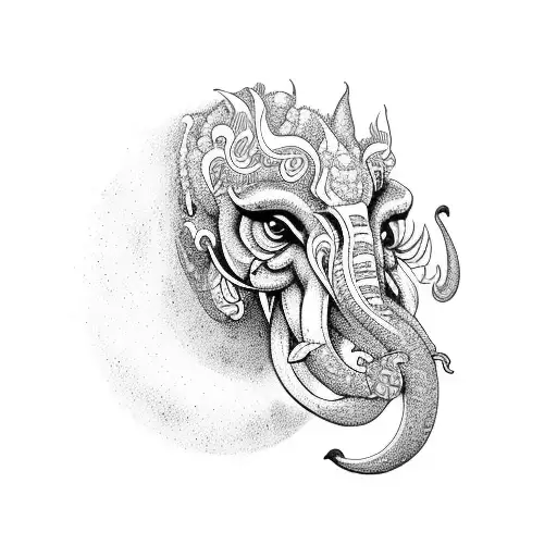 Trompa De Elefante Con Cornillos Y Un Ojo De Un Dragon