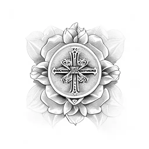 A Fine Openwork Catholic Cross With Roses And Climbing Plants