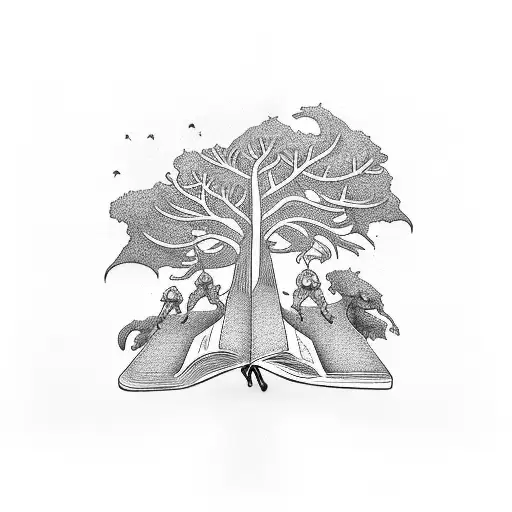 Stack Of Books With A Family Tree Growing Out Of It