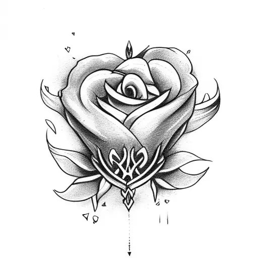 Dagger With A Heart And Flowers At The Handle