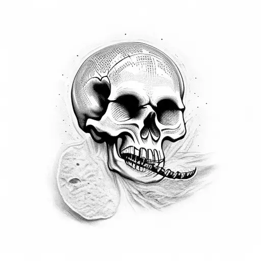 Skeleton Head Wearing Dentures With Pink Gums