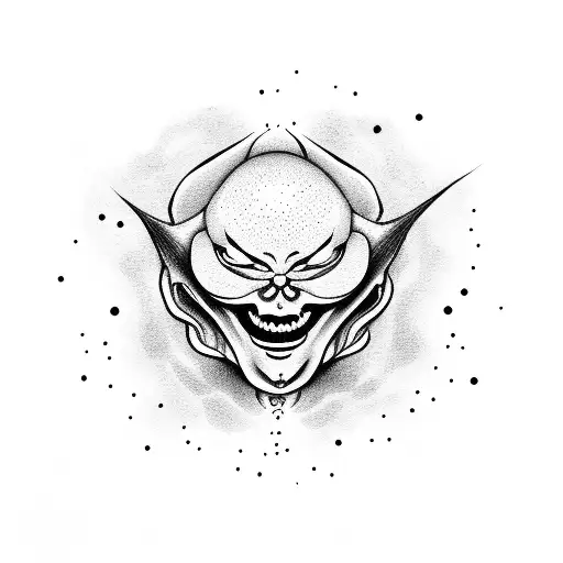 Crying Demon With 5 Point Stars