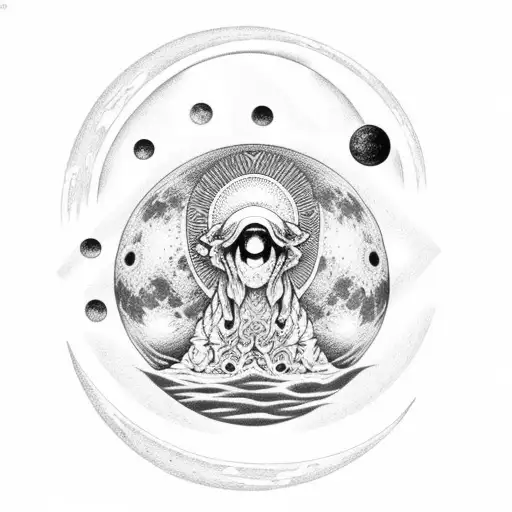 Moon Con Los Mercurio Y Las Fases Lunares Representados