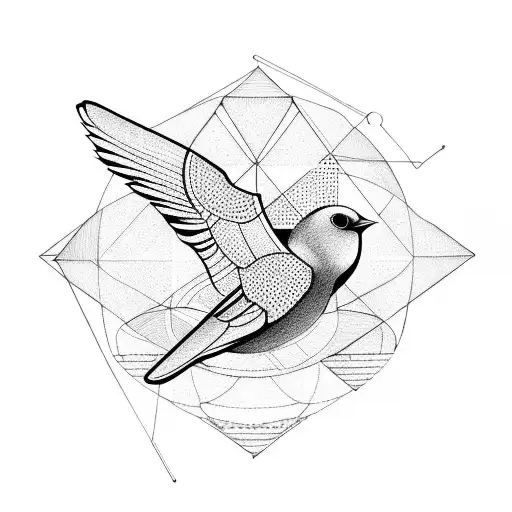 Bird Flying Through A Geometric Figure