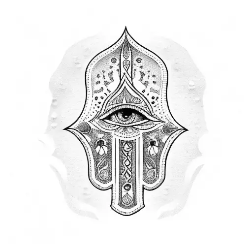 Hamsa Hand And Aquarius Symbol