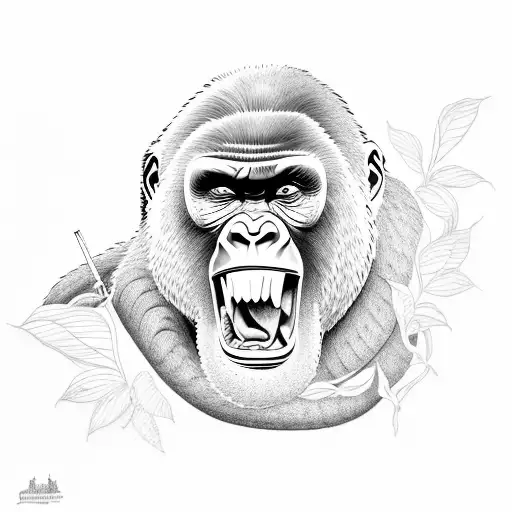 Gorilla Eating An Snake