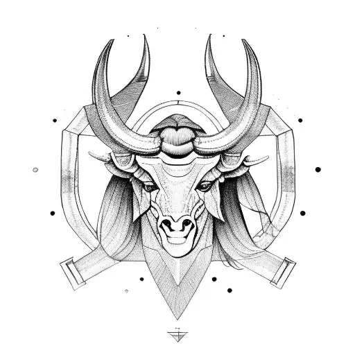 Zodiac Sign Taurus With Line On The Back In The Middle