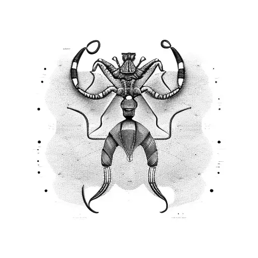 An Abstract Interpretation Of Egyptian Hieroglyphics Incorporating A Scorpion Motif